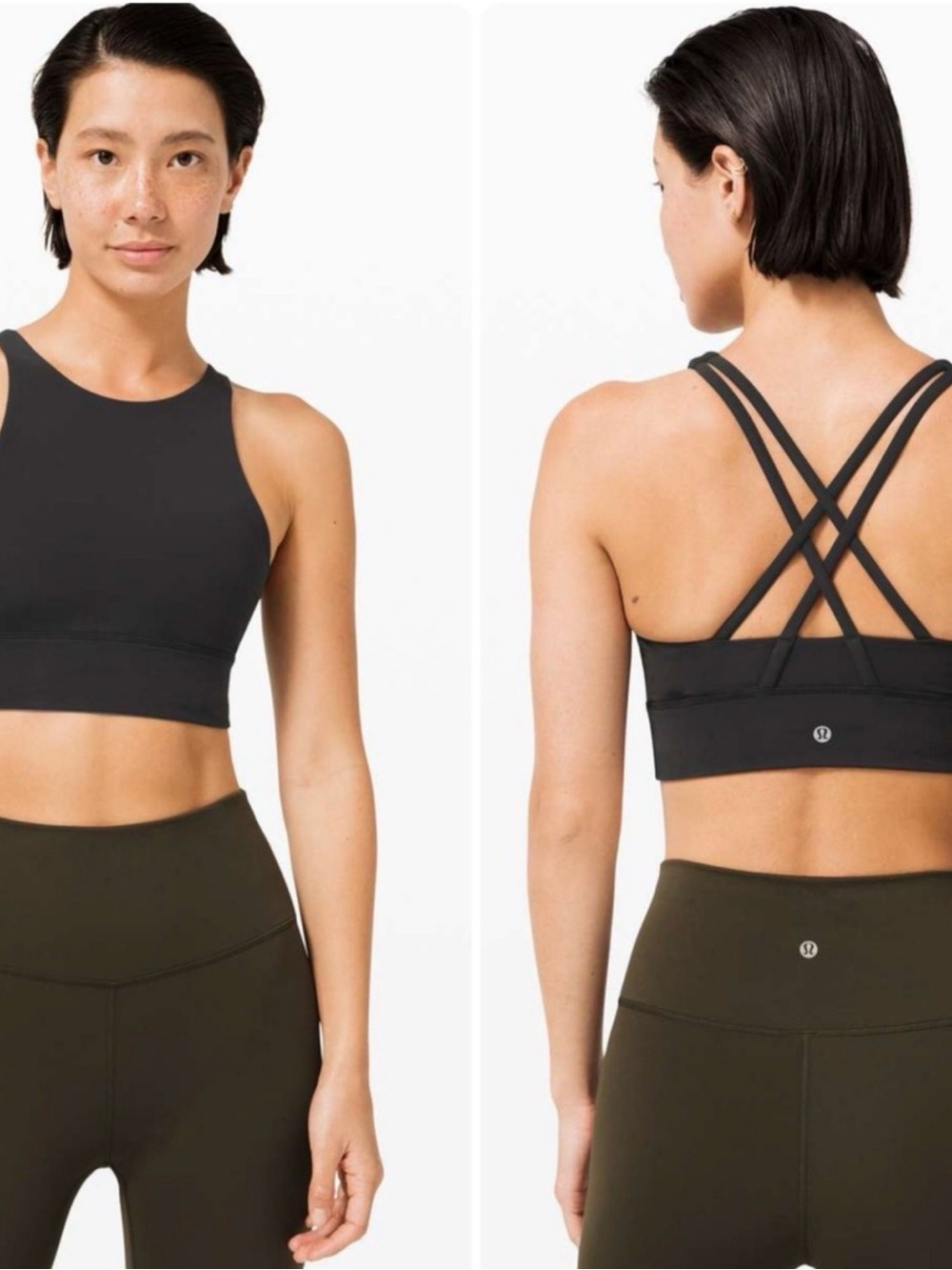 lululemon athletica Black High-Neck Strappy-Back Sports Bra energy bra